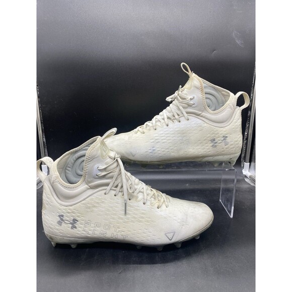 Under Armour UA Spotlight Lux White Men\'s size 13 Football Cleats 3025082-100
